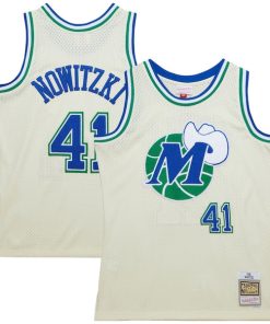 Dirk Nowitzki Dallas Mavericks Chainstitch Swingman Jersey - Cream