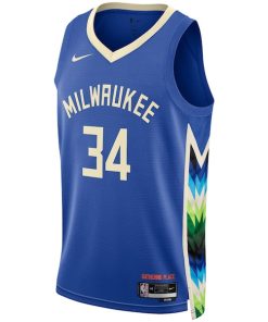 Alternative view of Giannis Antetokounmpo Milwaukee Bucks Nike Unisex 2022/23 Swingman Jersey - City Edition - Royal