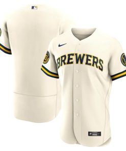 Milwaukee Brewers Nike Home Authentic Team Jersey - Cream