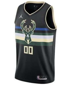 Alternative view of Milwaukee Bucks Jordan Brand Swingman Custom Jersey - Statement Edition - Black