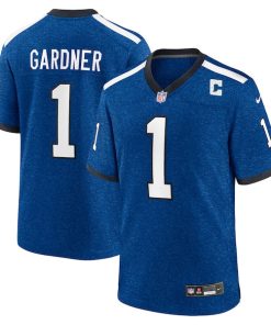Alternative view of Ahmad Sauce Gardner Indianapolis Colts Nike Alternate 2 Indiana Nights Game Jersey -  Heather Royal/Royal/White