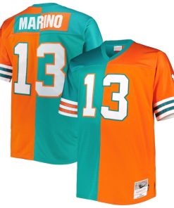 Dan Marino Miami Dolphins Big & Tall Split Legacy Retired Player Replica Jersey - Aqua/Orange