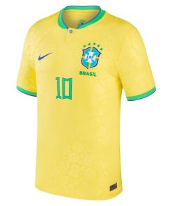 Alternative view of Neymar Jr. Brazil National Team Nike 2022/23 Home Breathe Stadium Replica Player Jersey - Yellow