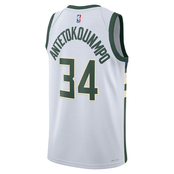 Giannis Antetokounmpo Milwaukee Bucks Nike Unisex Swingman Jersey - Association Edition - White/Hunter Green - Image 4