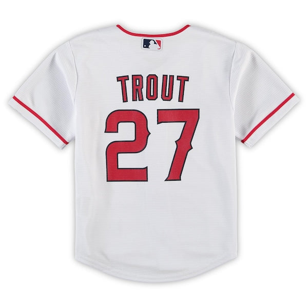 Mike Trout Los Angeles Angels Nike Preschool Home Replica Player Jersey - White - Image 3