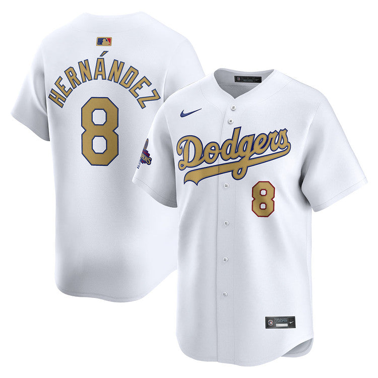 Enrique Hern¨¢ndez Los Angeles Dodgers Nike 2025 Gold World Series Champions Limited Jersey - White