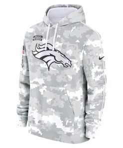 Alternative view of Denver Broncos Nike Youth 2024 Salute To Service Pullover Hoodie - White/Gray