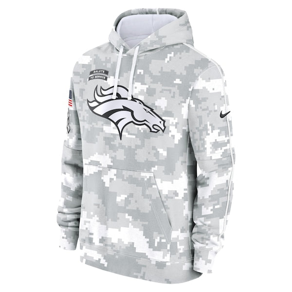 Denver Broncos Nike 2024 Salute to Service Club Fleece Pullover Hoodie - Arctic Camo - Image 2
