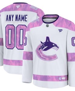 Vancouver Canucks  2024 Hockey Fights Cancer Custom Practice Jersey - White