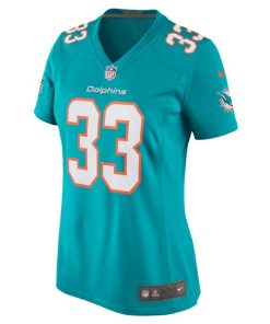 Alternative view of Lamical Perine Miami Dolphins Nike Women's Home Game Player Jersey - Aqua