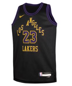 Alternative view of LeBron James Los Angeles Lakers Nike Youth 2025/26 City Edition Swingman Jersey - Black