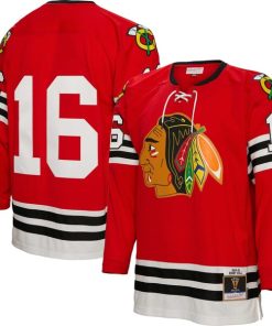 Alternative view of Bobby Hull Chicago Blackhawks  1960/61 Blue Line Player Jersey - Red