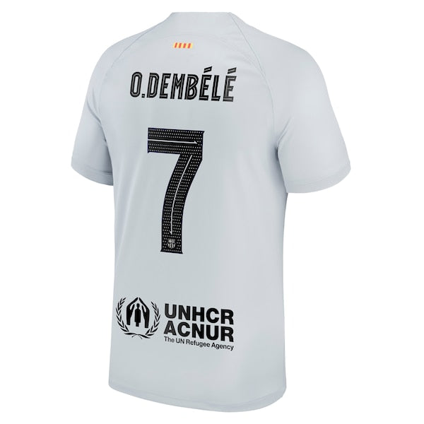 Ousmane Dembele Barcelona Nike 2022/23 Third Breathe Stadium Replica Player Jersey - Gray - Image 3
