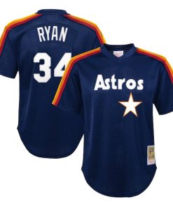 Nolan Ryan Houston Astros  Youth Cooperstown Collection?Mesh Batting Practice Jersey - Navy