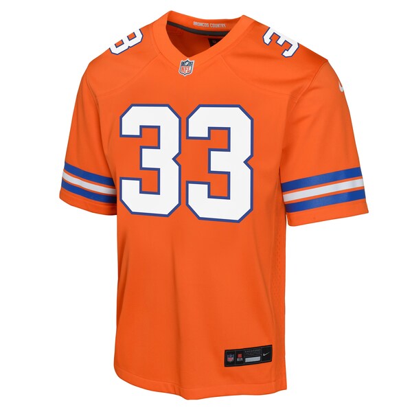 Javonte Williams Denver Broncos Nike Youth Mile High Collection 1977 Throwback Game Jersey - Orange - Image 2