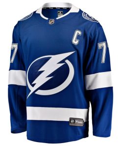 Alternative view of Victor Hedman Tampa Bay Lightning  Home Captain Patch Breakaway Jersey - Blue