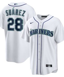 Men's Seattle Mariners Eugenio Su¨¢rez Nike White Home Replica Player Jersey