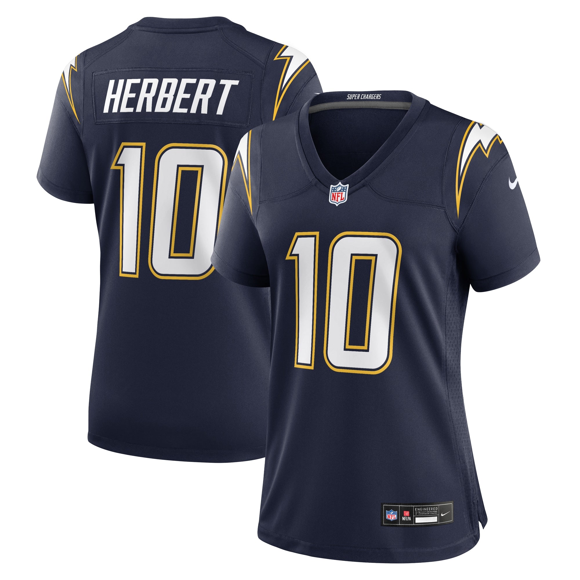 Justin Herbert Los Angeles Chargers Nike Women's Alternate Charger Power Game Jersey - Gold/Navy - Image 6