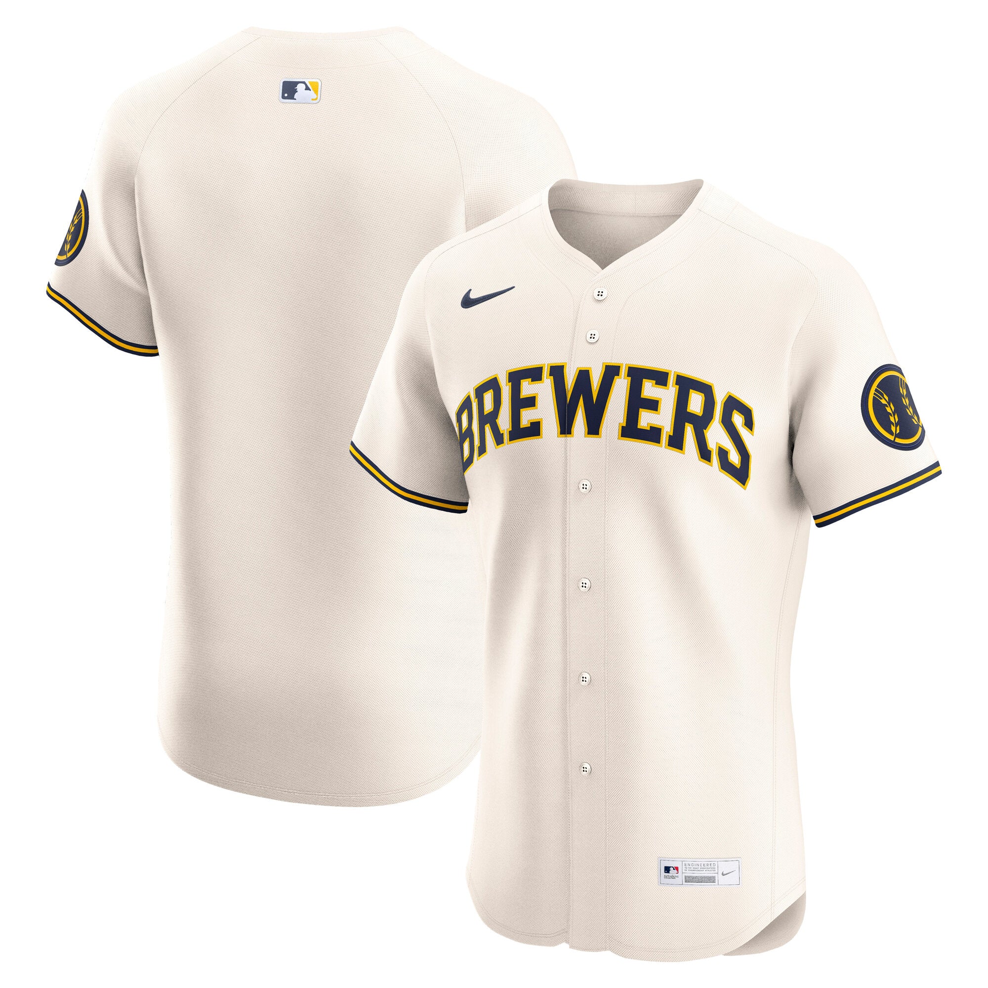 Milwaukee Brewers Nike Alternate 2 Elite Jersey - Navy/Cream - Image 6