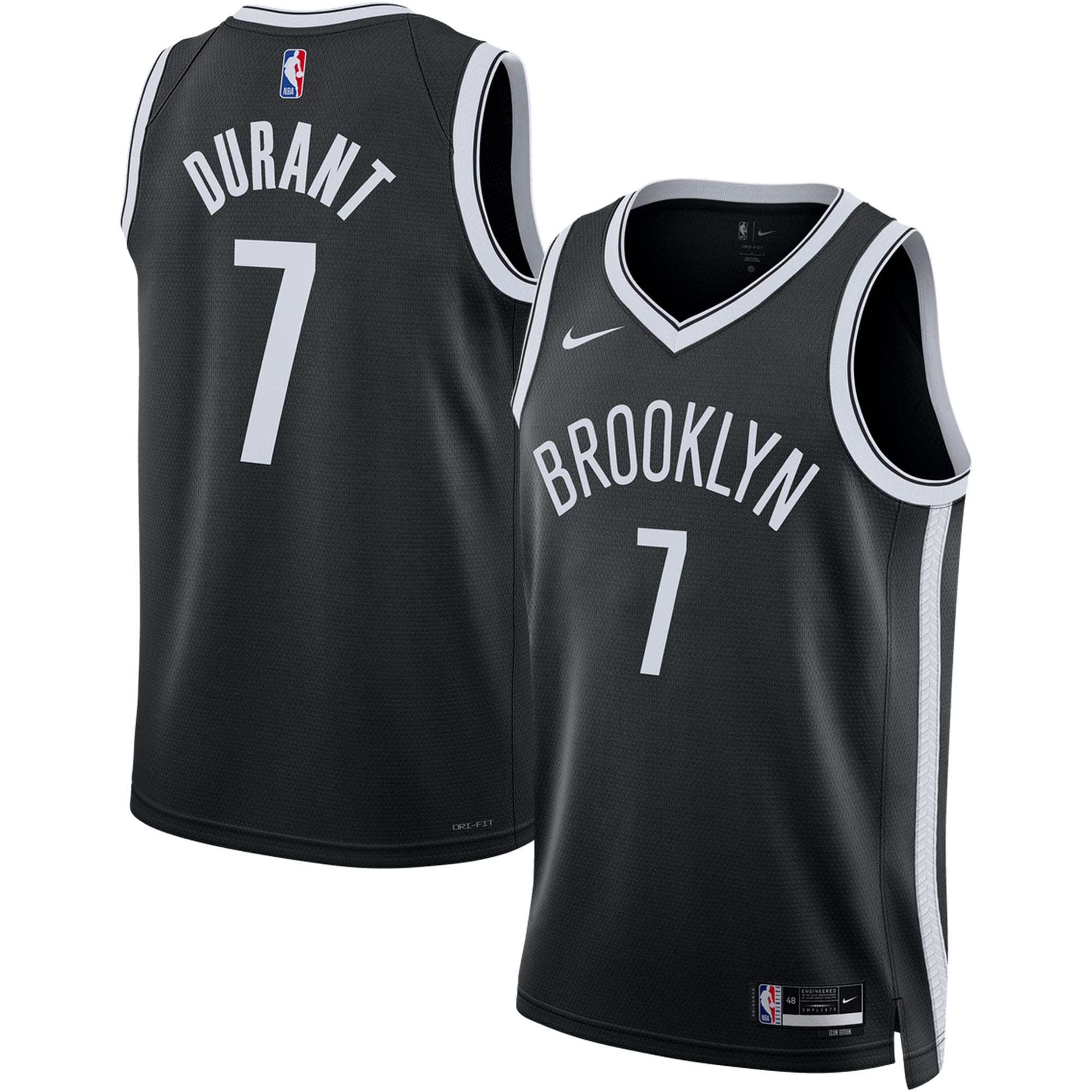 Kevin Durant Brooklyn Nets Nike Unisex Swingman Jersey - Association Edition - White/Black - Image 3