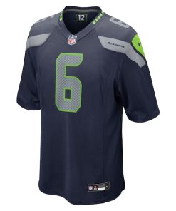Alternative view of Jalen Milroe Seattle Seahawks Nike 2025 NFL Draft Game Jersey - College Navy