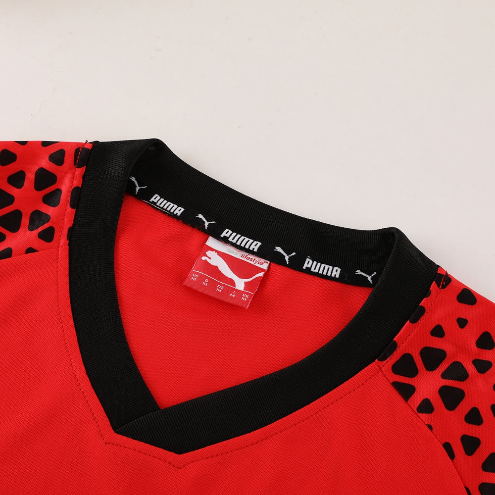 Puma Short Sleeve Training Jersey Set-PD02- Red/Black - Image 10