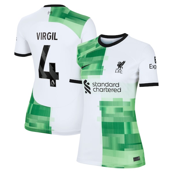 Virgil van Dijk Liverpool Nike Women's 2023/24 Away Replica Player Jersey - White/Red - Image 2