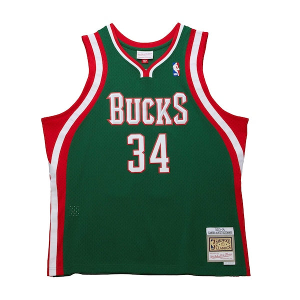 Giannis Antetokounmpo Milwaukee Bucks 2013/14 Hardwood Classics Swingman Jersey - Hunter Green - Image 4