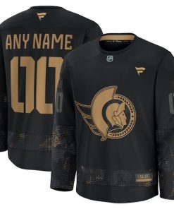 Ottawa Senators  2024 Military Appreciation Personalized Long Sleeve Practice Jersey - Black