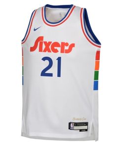 Alternative view of Joel Embiid Philadelphia 76ers Nike Youth 2024/25 Swingman Player Jersey - City Edition - White
