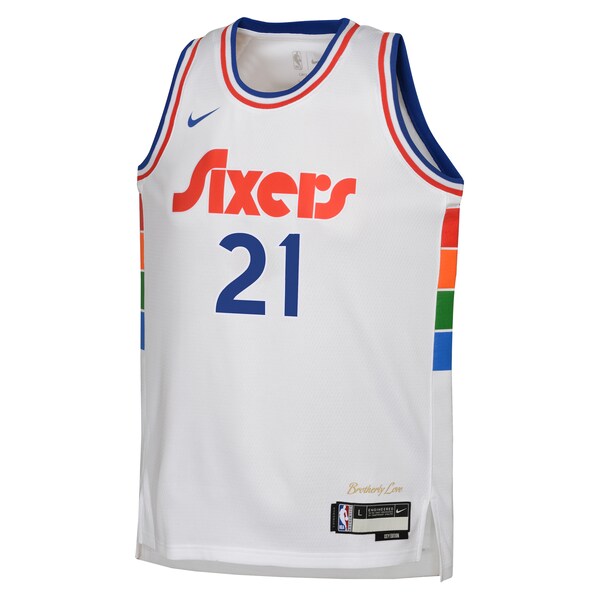 Joel Embiid Philadelphia 76ers Nike Youth 2024/25 Swingman Player Jersey - City Edition - White - Image 2