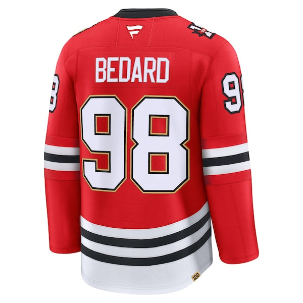 Connor Bedard Chicago Blackhawks Centennial Premium Player Jersey - Red - Image 3