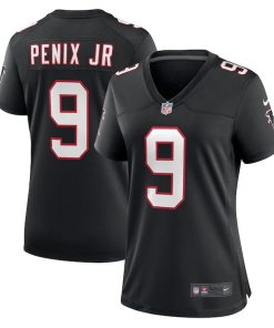Alternative view of Michael Penix Jr. Atlanta Falcons Nike Women's Throwback Game Jersey -  Black/Red