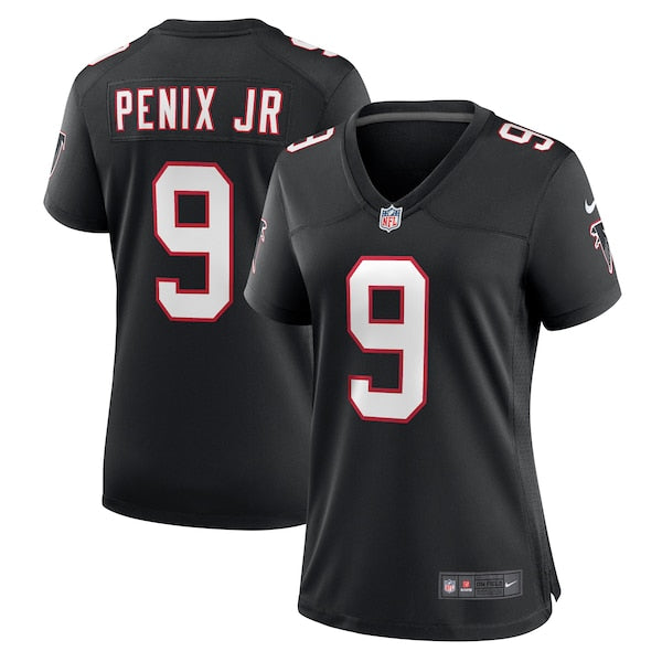 Michael Penix Jr. Atlanta Falcons Nike Women's Throwback Game Jersey - Black/Red - Image 2