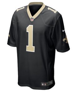 Alternative view of Taliese Fuaga New Orleans Saints Nike 2024 NFL Draft First Round Pick Player Game Jersey - Black