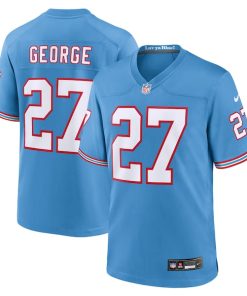 Eddie George Tennessee Titans Nike Oilers Throwback Retired Player Game Jersey - Light Blue/Navy
