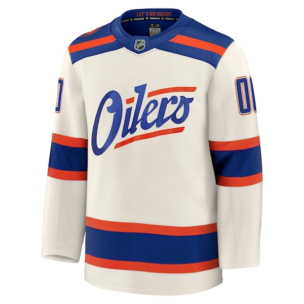 Edmonton Oilers Alternate Premium Custom Jersey - Light Beige/Royal/White - Image 3