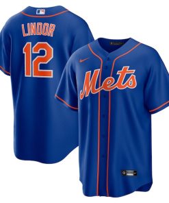 Alternative view of Francisco Lindor New York Mets Nike Alternate Replica Player Jersey - Royal/White
