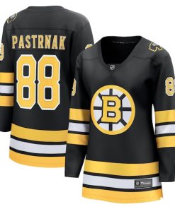 David Pastrnak Boston Bruins  Women's Home Breakaway Player Jersey - Black/White