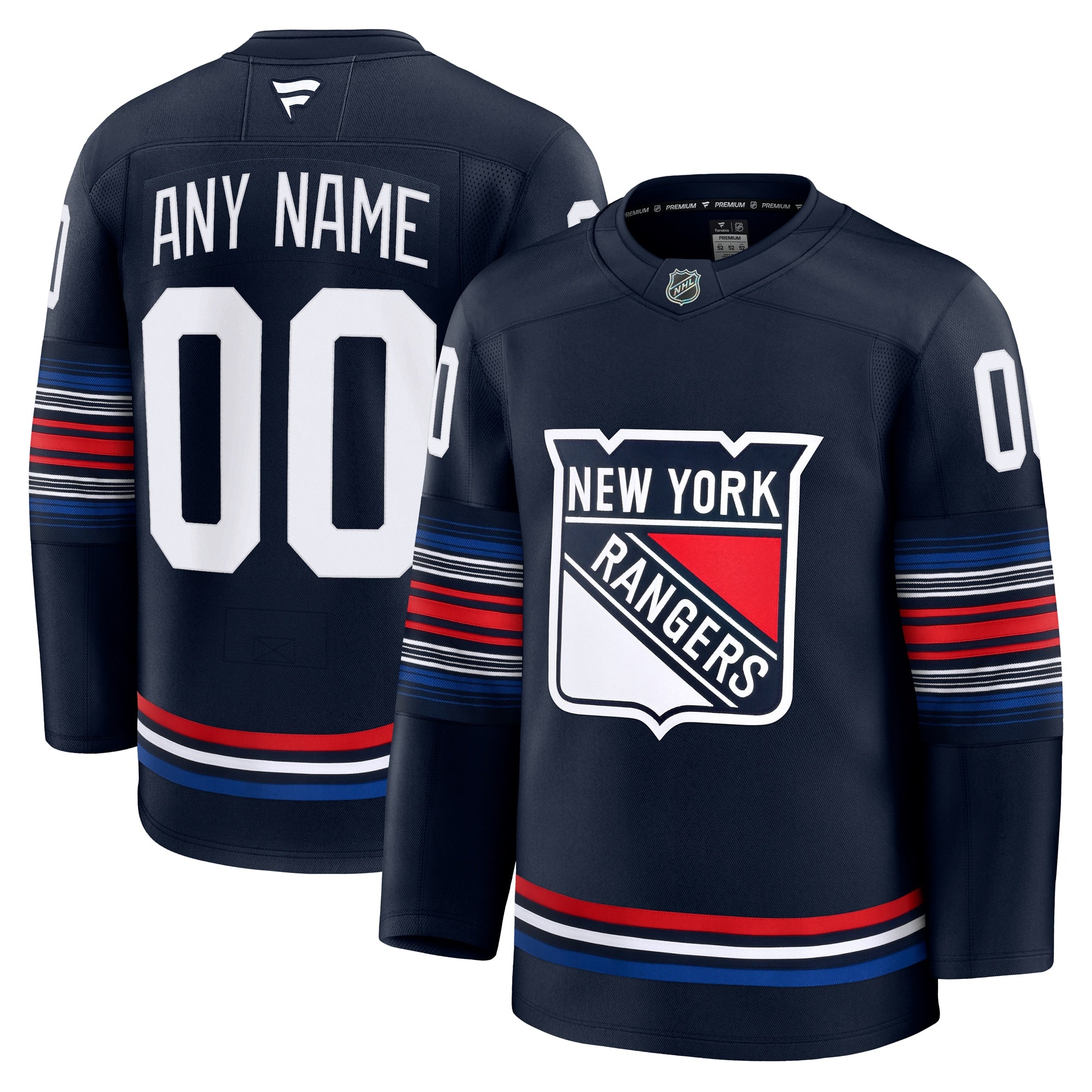 New York Rangers Away Premium Custom Jersey - White/Navy/Royal - Image 10
