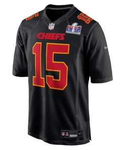 Alternative view of Patrick Mahomes Kansas City Chiefs Nike Super Bowl LVIII Carbon Fashion Game Player Jersey - Black