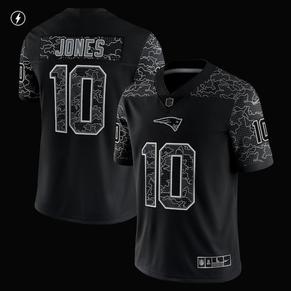 Mac Jones New England Patriots Nike RFLCTV Limited Jersey - Black - Image 2