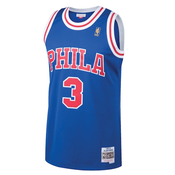 Allen Iverson Philadelphia 76ers 1996/97 Hardwood Classics Throwback Swingman Jersey - Royal - Image 2