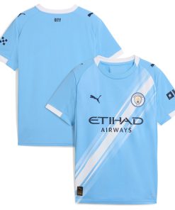 Alternative view of Manchester City Puma Youth 2025/26 Away Replica Jersey - Black/Green/Light Blue