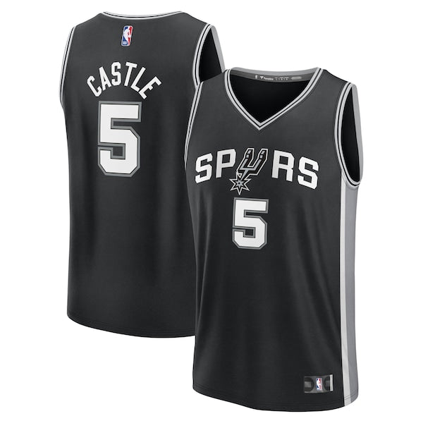 Stephon Castle San Antonio Spurs Fast Break Replica Jersey - Black - Icon Edition