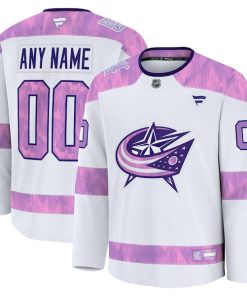 Columbus Blue Jackets  2024 Hockey Fights Cancer Custom Practice Jersey - White