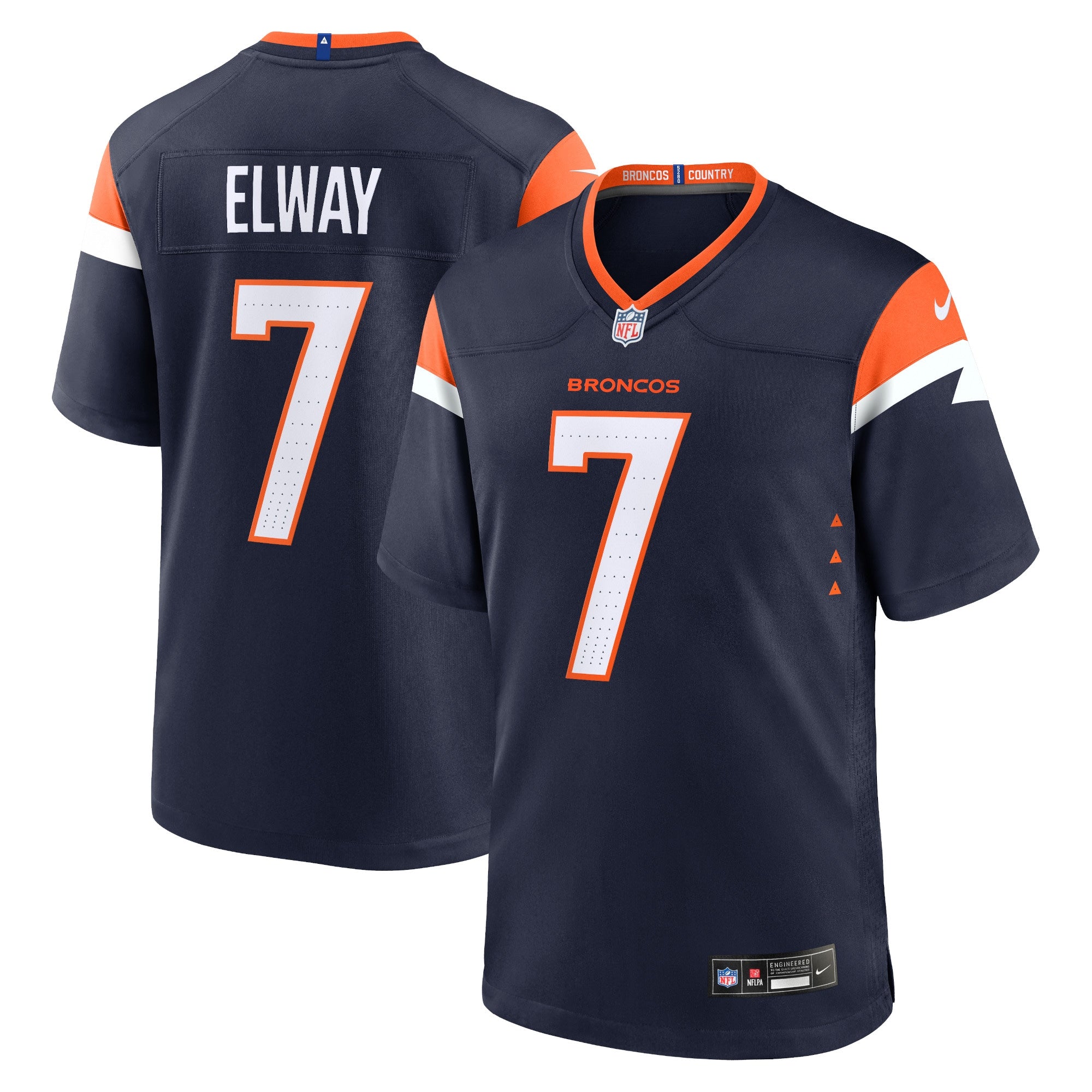 John Elway Denver Broncos Nike Retired Player Game Jersey - Orange/Navy - Image 6