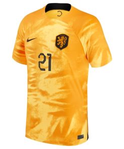 Alternative view of Frenkie de Jong Netherlands National Team Nike 2022/23 Home Breathe Stadium Replica Player Jersey - Orange