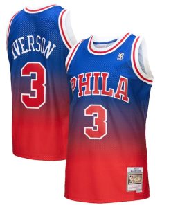 Allen Iverson Philadelphia 76ers 1996/97 Hardwood Classics Fadeaway Swingman Player Jersey - Red/Royal