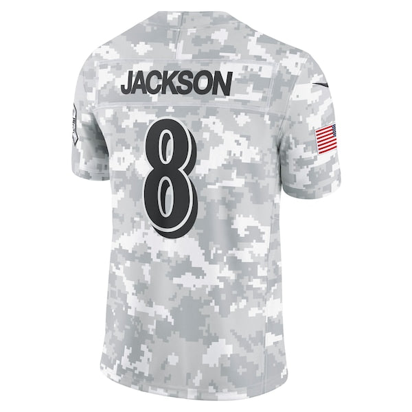 Lamar Jackson Baltimore Ravens Nike 2024 Salute to Service Limited Jersey - Arctic Camo - Image 3
